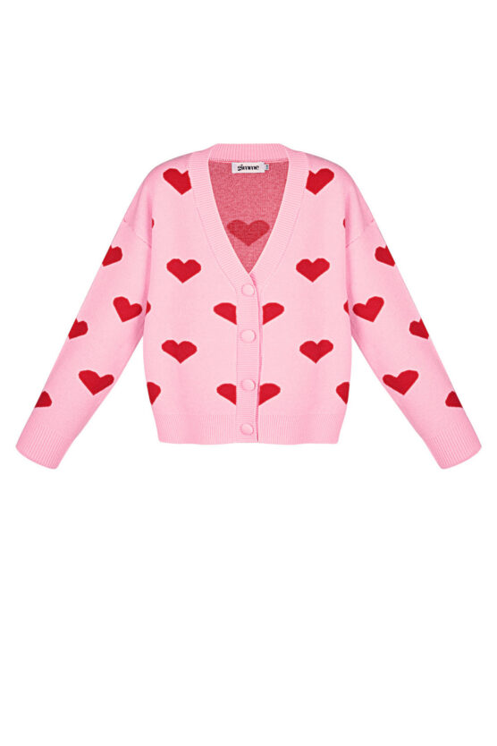 Heartbreaker vest dames | gebreid vest met hartjes