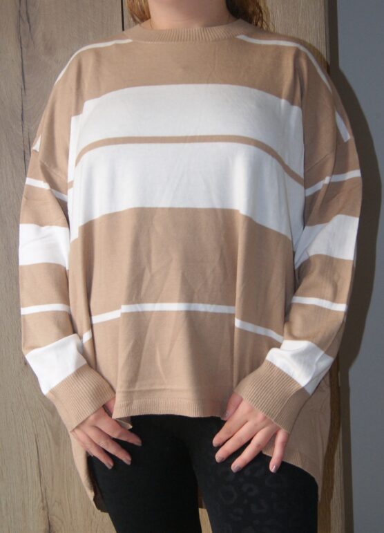 Gestreepte trui - wit-beige 2