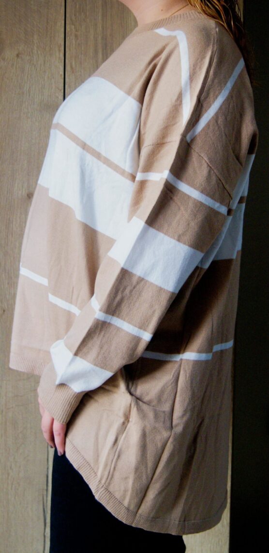 Gestreepte trui Wit-beige 1