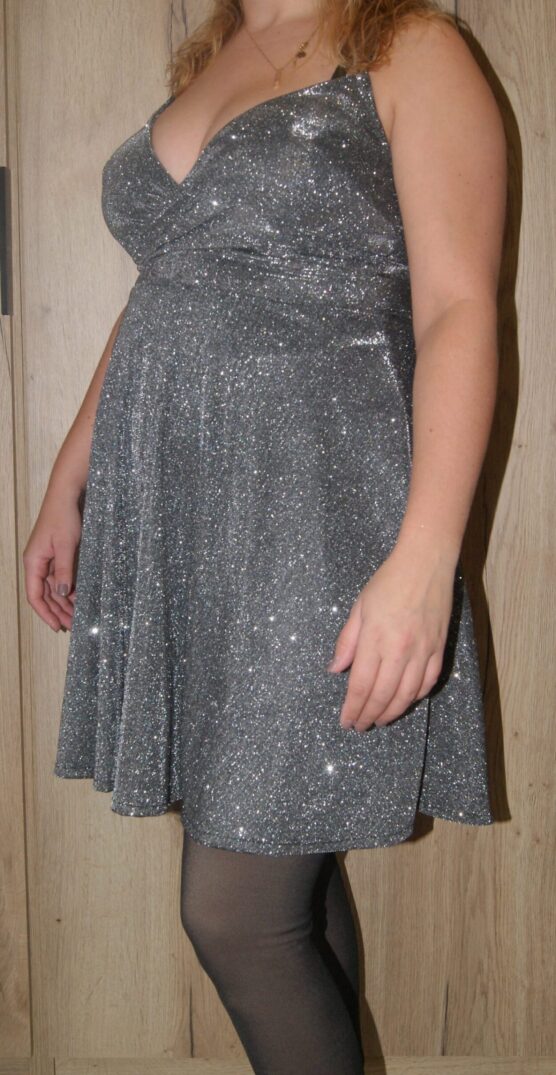 Glitter jurk zilver 3